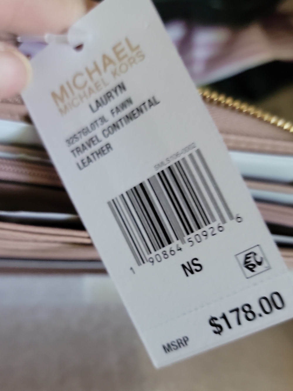 Michael Kors Fawn/Pale Pink Zip-Around Wallet with Gold Logo - Picture 9 of 10